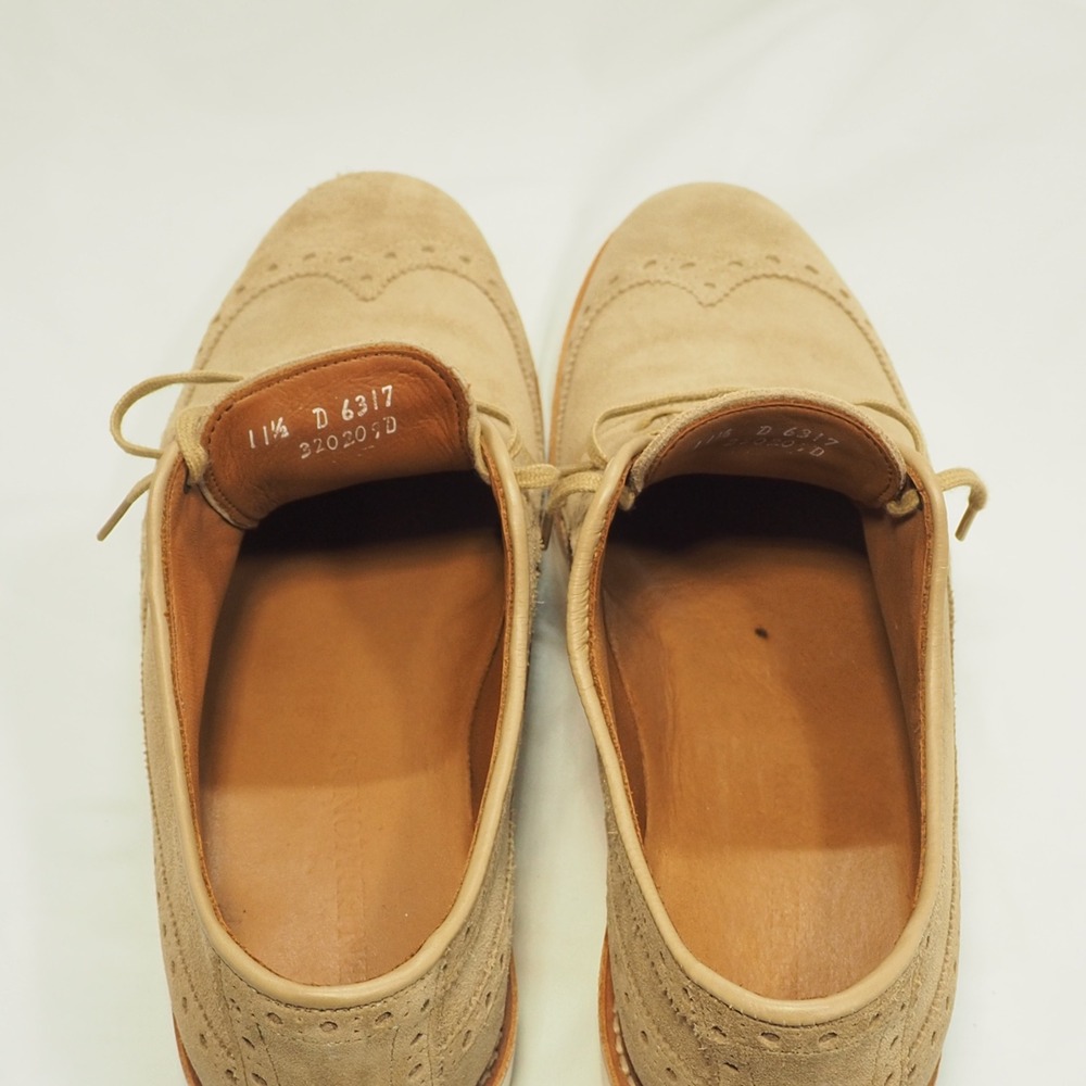 Allen Edmonds William Shoes Mens 11.5 Tan Suede Longwing Derby Wingtip Oxford - Picture 8 of 11